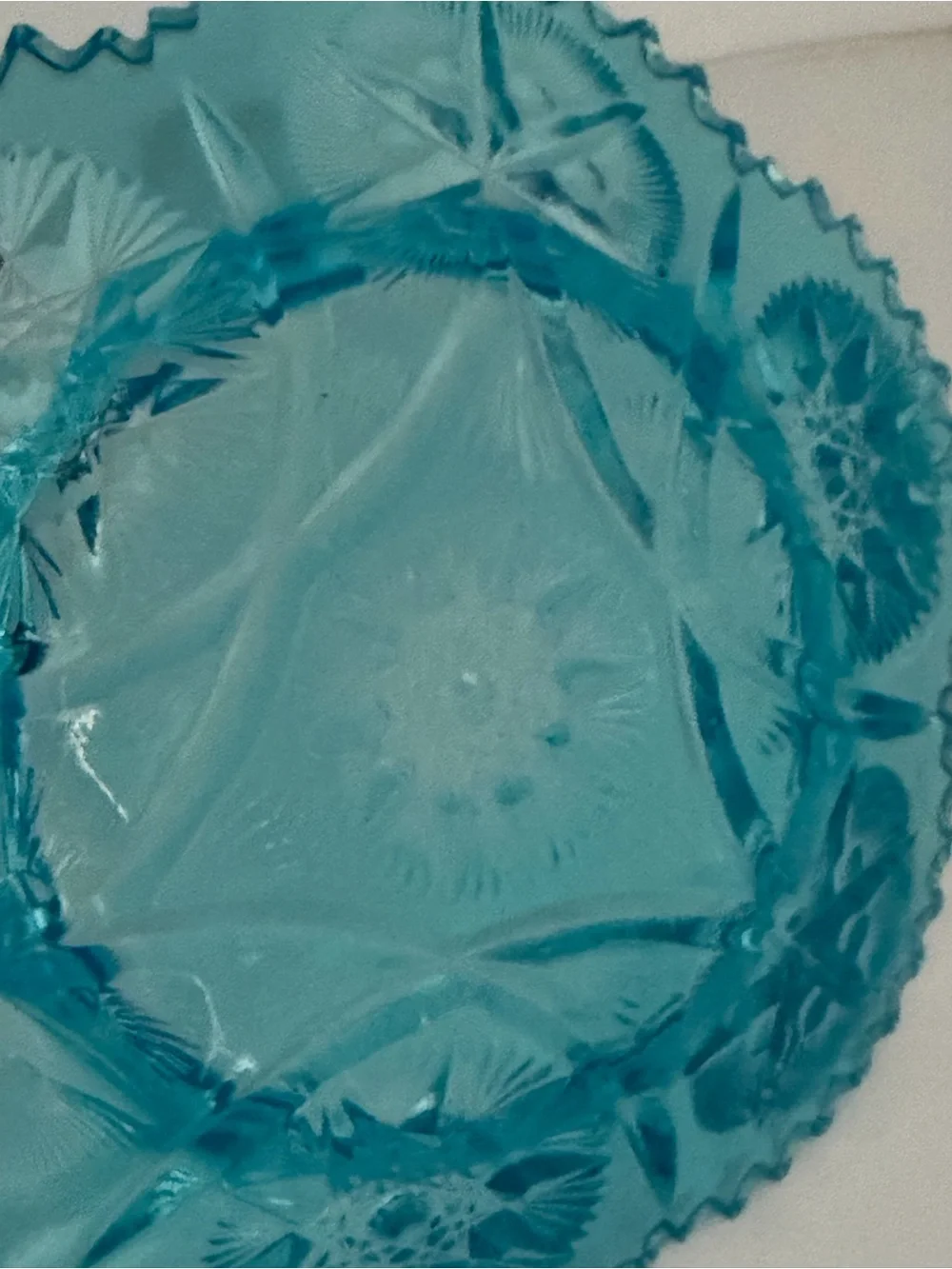 Bright Blue Pressed Glass Covered Cheese Dish